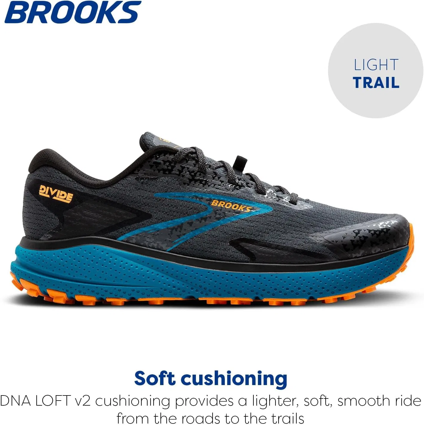 Мужские кроссовки Brooks Divide 5, синий/оранжевый — фото 2