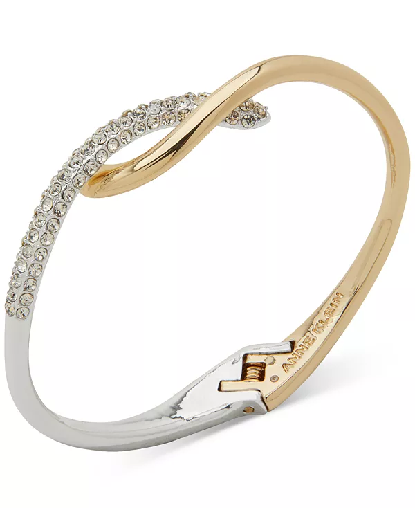 

Двухцветный браслет-браслет с перекрещивающимися звеньями и кристальным паве Anne Klein, crystal