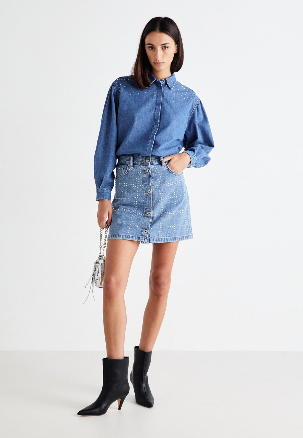 

Блузка на пуговицах CHARLIE SPARKLE Pepe Jeans, синий деним