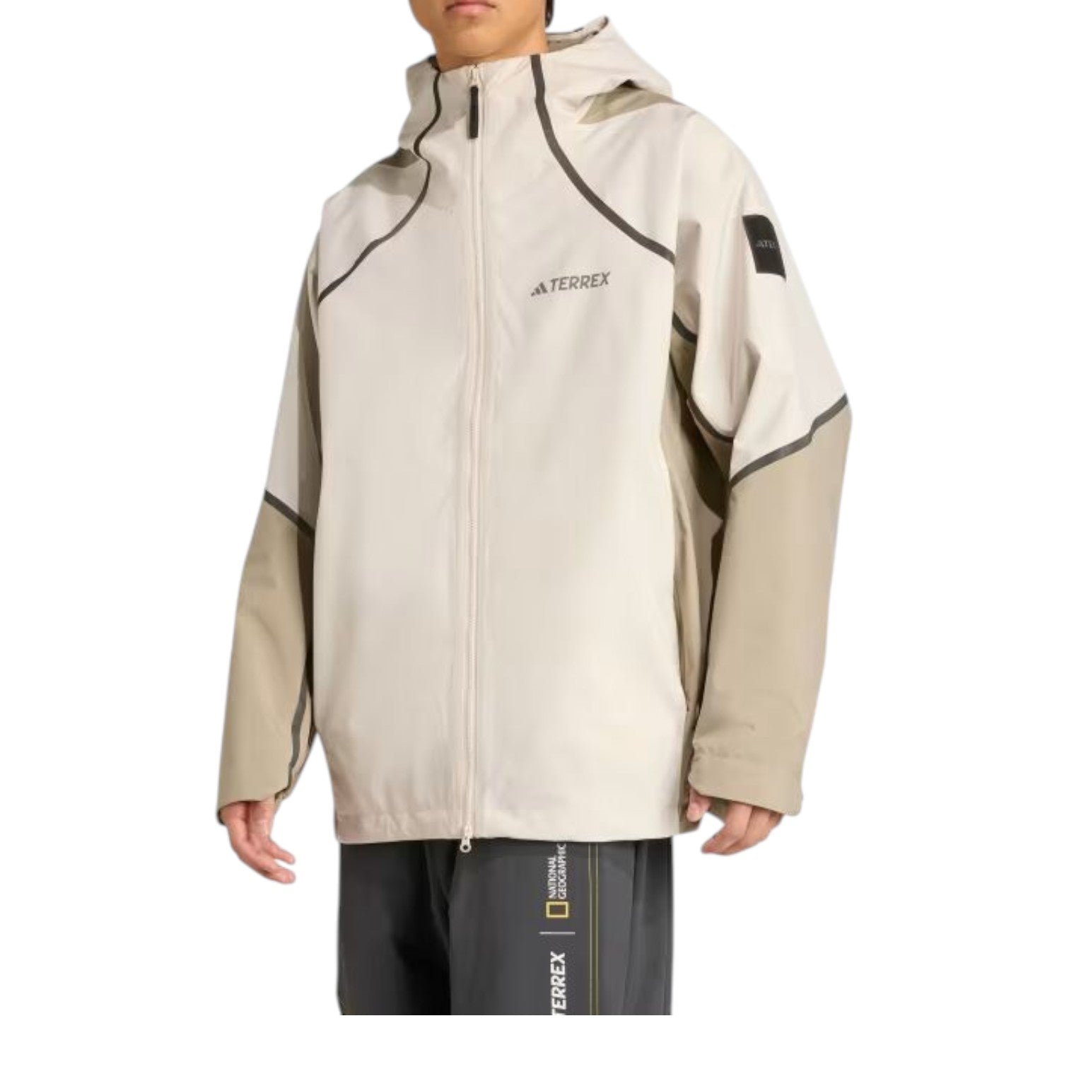 Дождевая куртка Adidas x National Geographic Climaproof, азиатский размер, цвет 'Alumina Silver Pebble' — фото 2