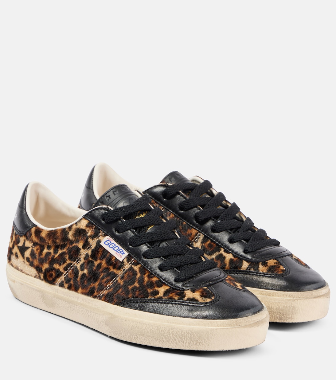 Soul Star кеды из кожи с леопардовым принтом Golden Goose, Beige Brown Black Leo / Black