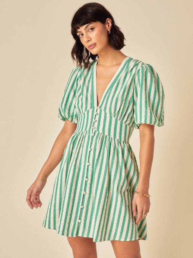 

Платье-мини из чистого органического хлопка Starlight Stripe Nobody's Child, Green Stripe