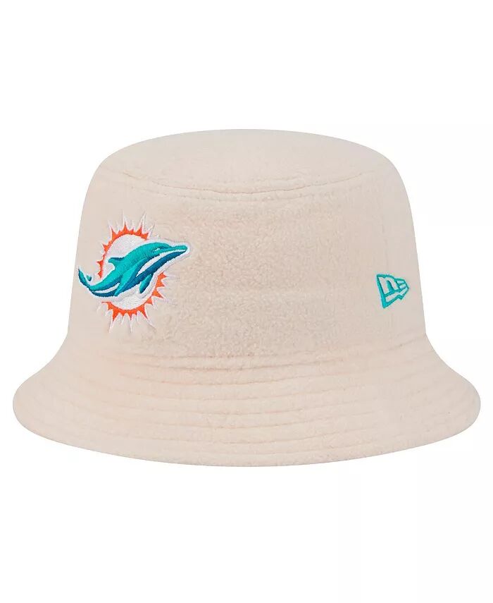 

Женская кремовая шляпа Miami Dolphins Cozy Sherpa Bucket Hat New Era