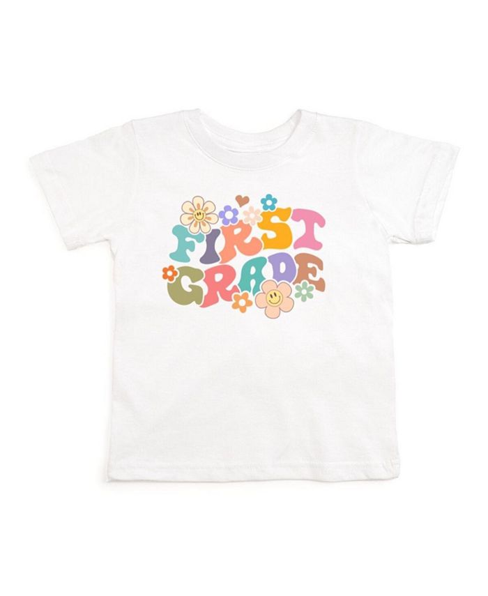 

Детская футболка с коротким рукавом "First Grade Retro" для девочек - малыши, подростки Sweet Wink, белый