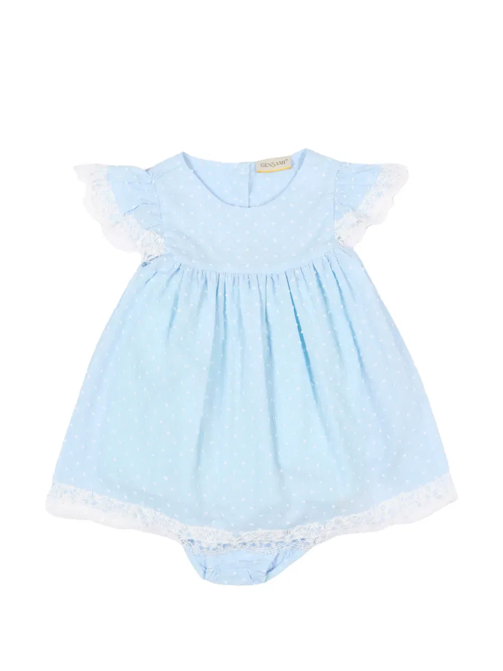 Платье с оборками и кружевной отделкой Gensami Kids, синий