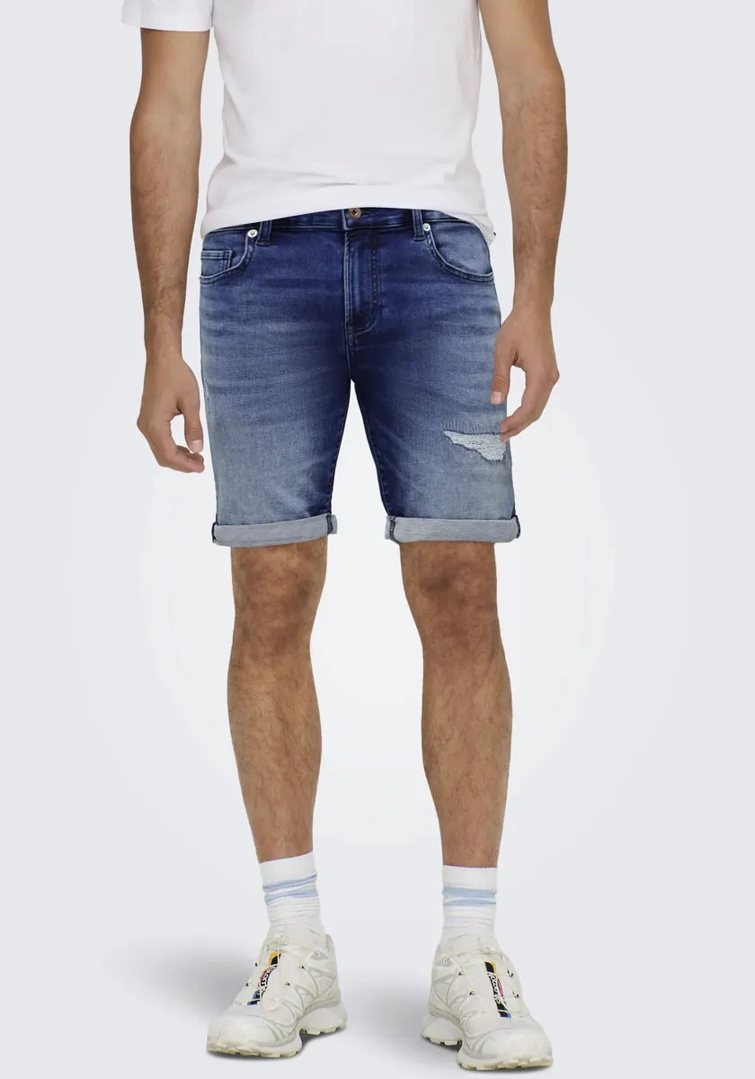 

Джинсовые шорты ONLY & SONS "ONSPLY DARK-MID BLUE DES JOG 5150", темно-синий