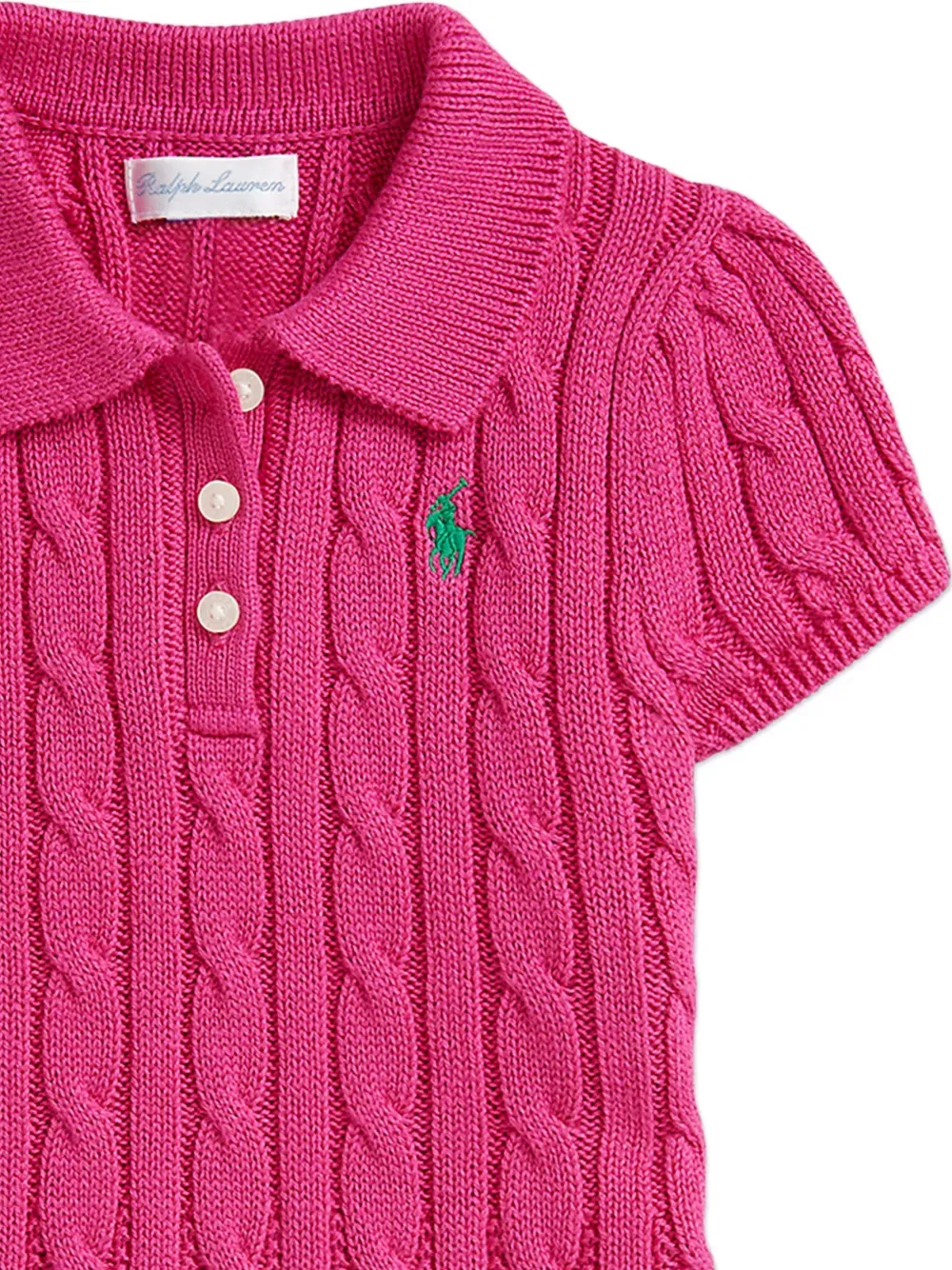 Платье с косами и воротником поло POLO RALPH LAUREN KIDS, розовый — фото 4