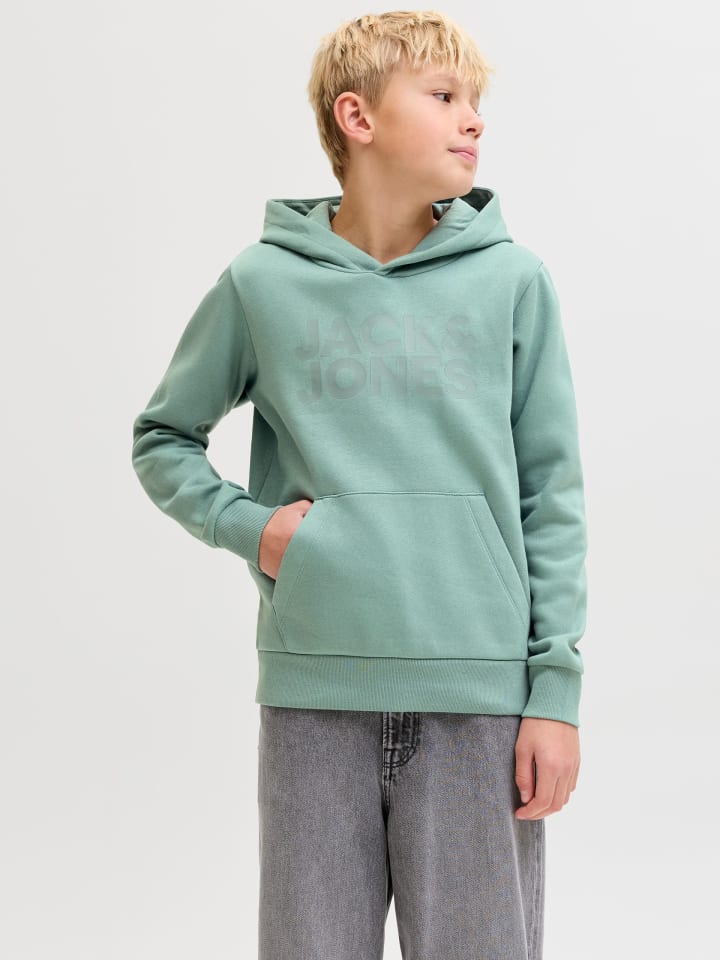 JACK & JONES Junior Толстовка с капюшоном JJECORP LOGO SWEAT HOOD JNR, цвет минерально-голубой — фото 2