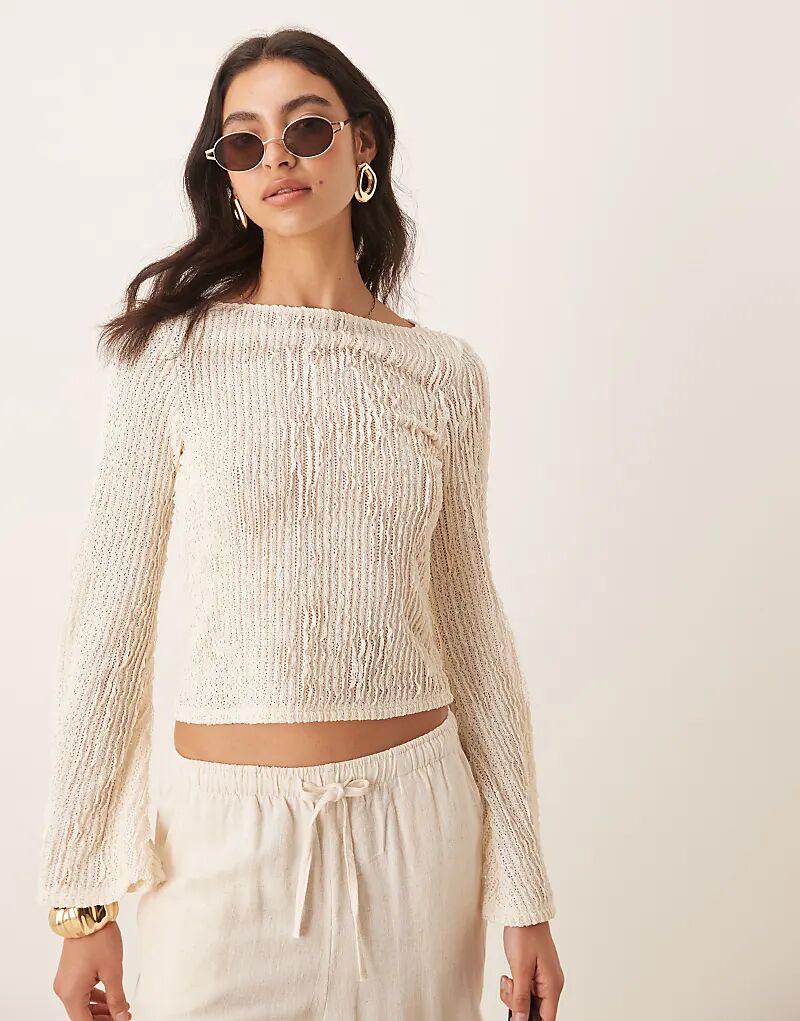 

Текстурированный топ с расклешенными рукавами ASOS DESIGN белого цвета