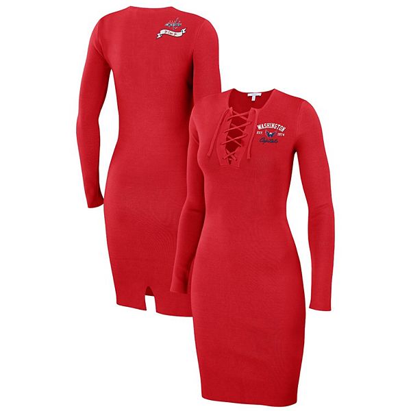 

Женское красное платье washington capitals на шнуровке Wear By Erin Andrews