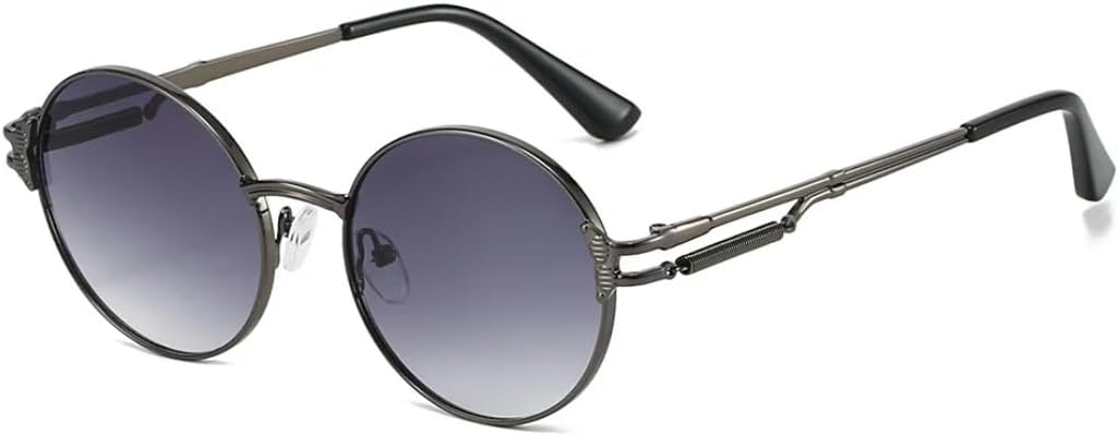 

Ретро-солнцезащитные очки с градиентной круглой оправой для женщин, роскошные, в стиле хип-хоп/панк, модные очки для мужчин с защитой от УФ-излучения UV400 TVTBBVV, Gun Grey