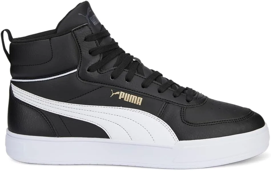 Кроссовки PUMA Caven Mid Leather, белый/черный/золотой
