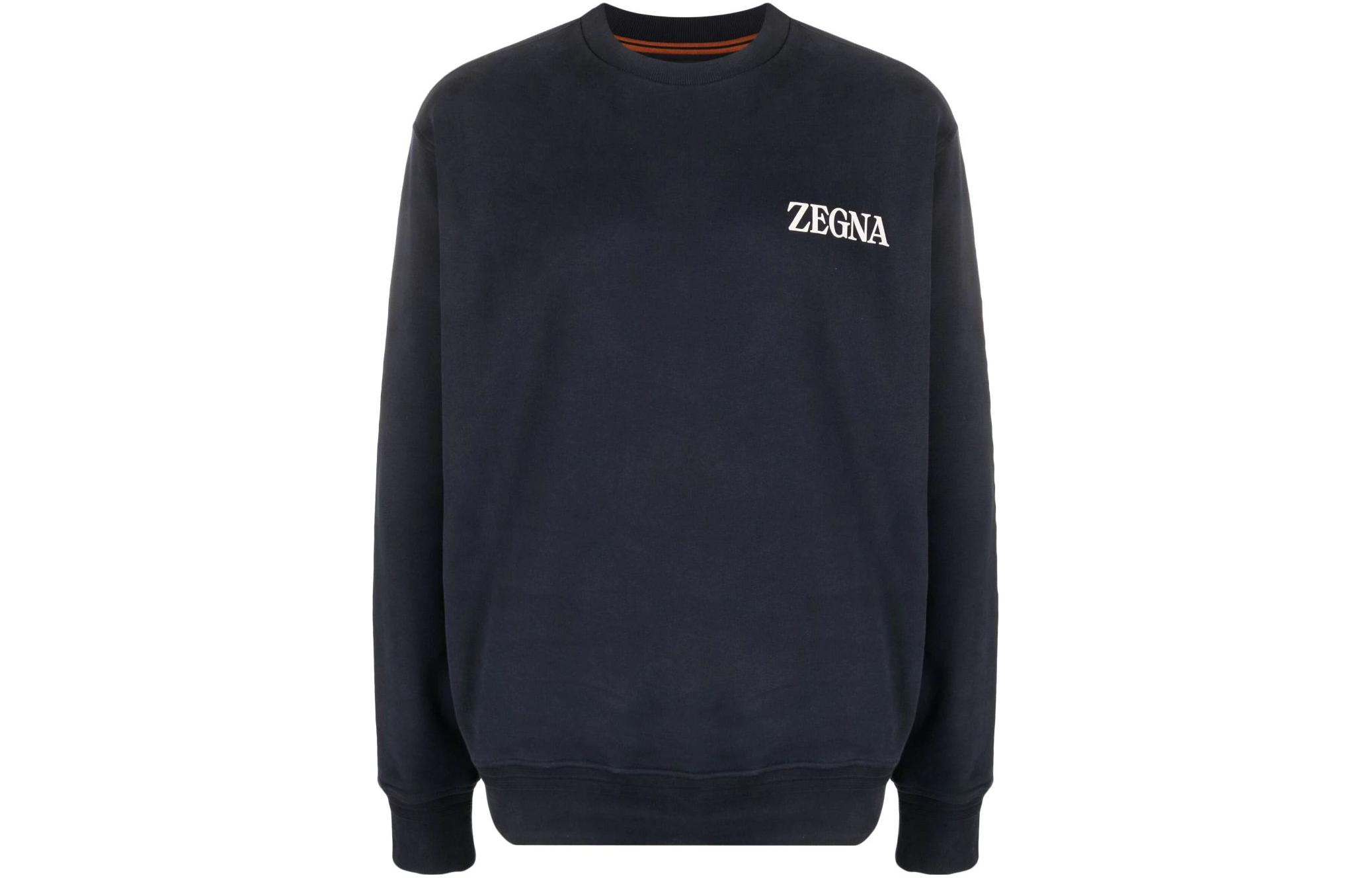 

Толстовка с круглым вырезом и тисненым логотипом Zegna Ermenegildo Zegna, Marine Blue