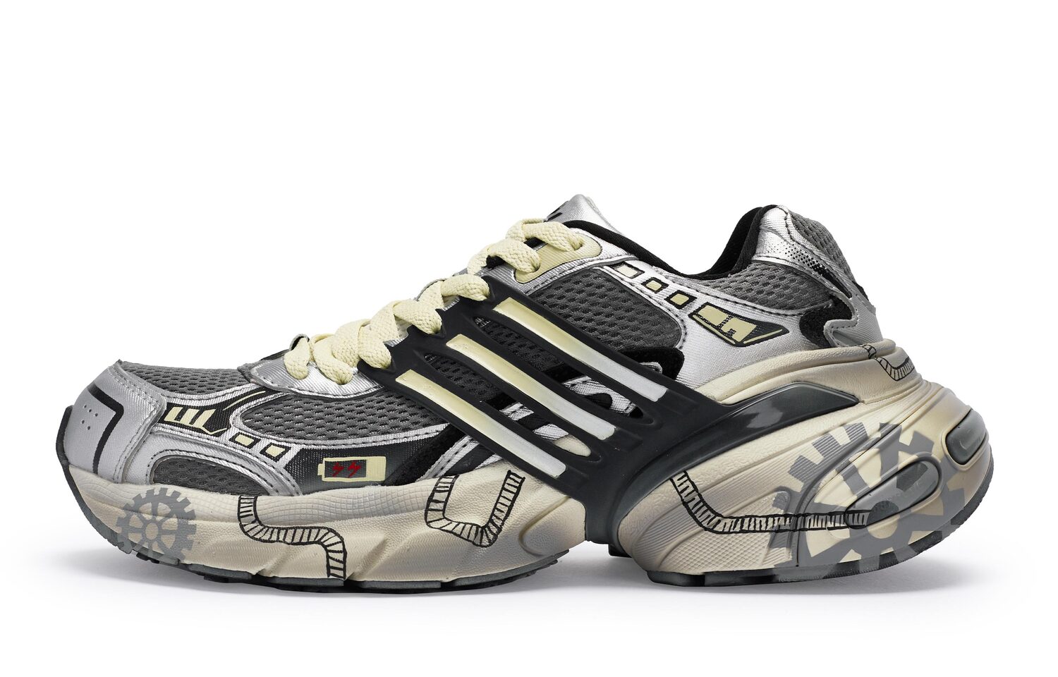 Adidas Originals ADISTAR XLG противоскользящие износостойкие низкие кеды унисекс серый серебристый желтый серовато-серебристый бежевый, цвет Grayish Silver Beige — фото 3