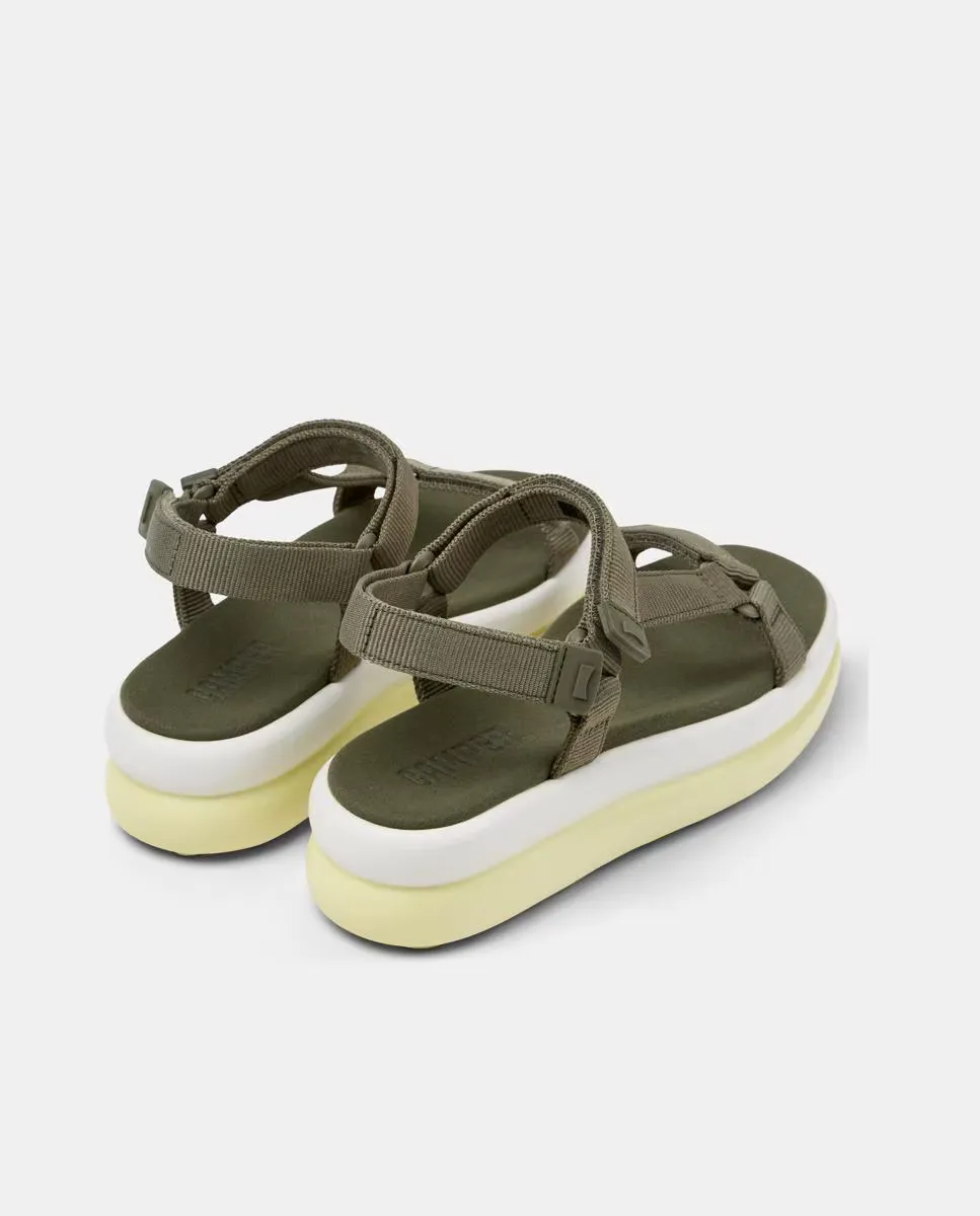 Женские сандалии Pelotas Flota Up на платформе с застежкой-липучкой Camper, зеленый — фото 4