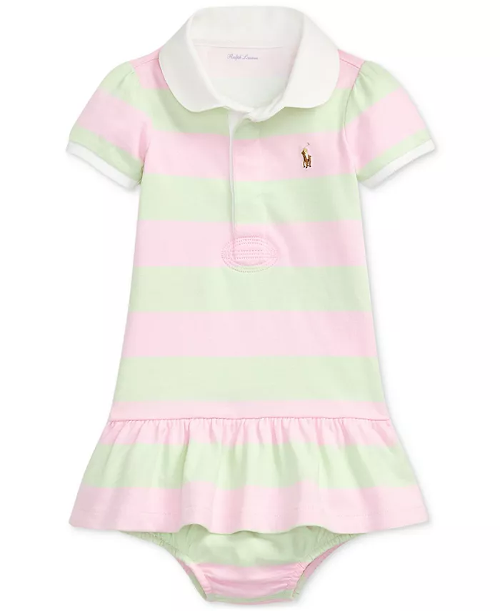 

Детское хлопковое платье Rugby Polo Ralph Lauren, розовый