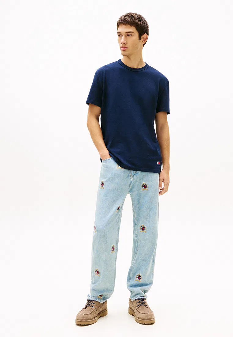 Футболка с коротким рукавом, вафельная, Tommy Jeans Tommy Hilfiger, темно-синий — фото 4