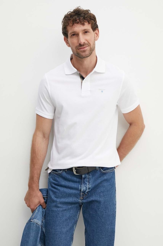 

Хлопковая поло Tartan Pique Polo Barbour, белый