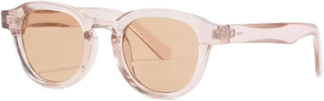 

Модные круглые солнцезащитные очки для женщин в стиле ретро с прозрачной оправой и линзами цвета океана, защита от УФ-излучения UV400, мужские очки с заклепками для вечеринок TVTBBVV, Tea