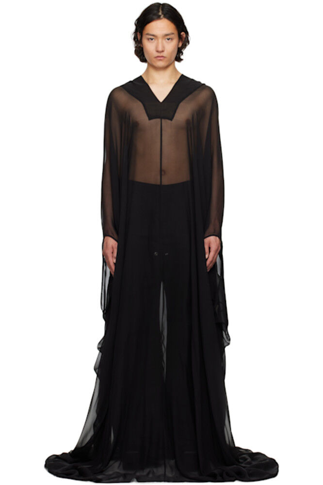 

Черный Голливудский кафтан с капюшоном, пуловер, пальто Rick Owens