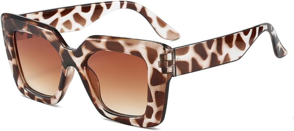 

Большие квадратные солнцезащитные очки в простой модной оправе для женщин, популярные в интернете, на уличных фотосессиях, в европейском и американском стиле (оправа с леопардовым принтом) YHNNH, Leopard Print Frame