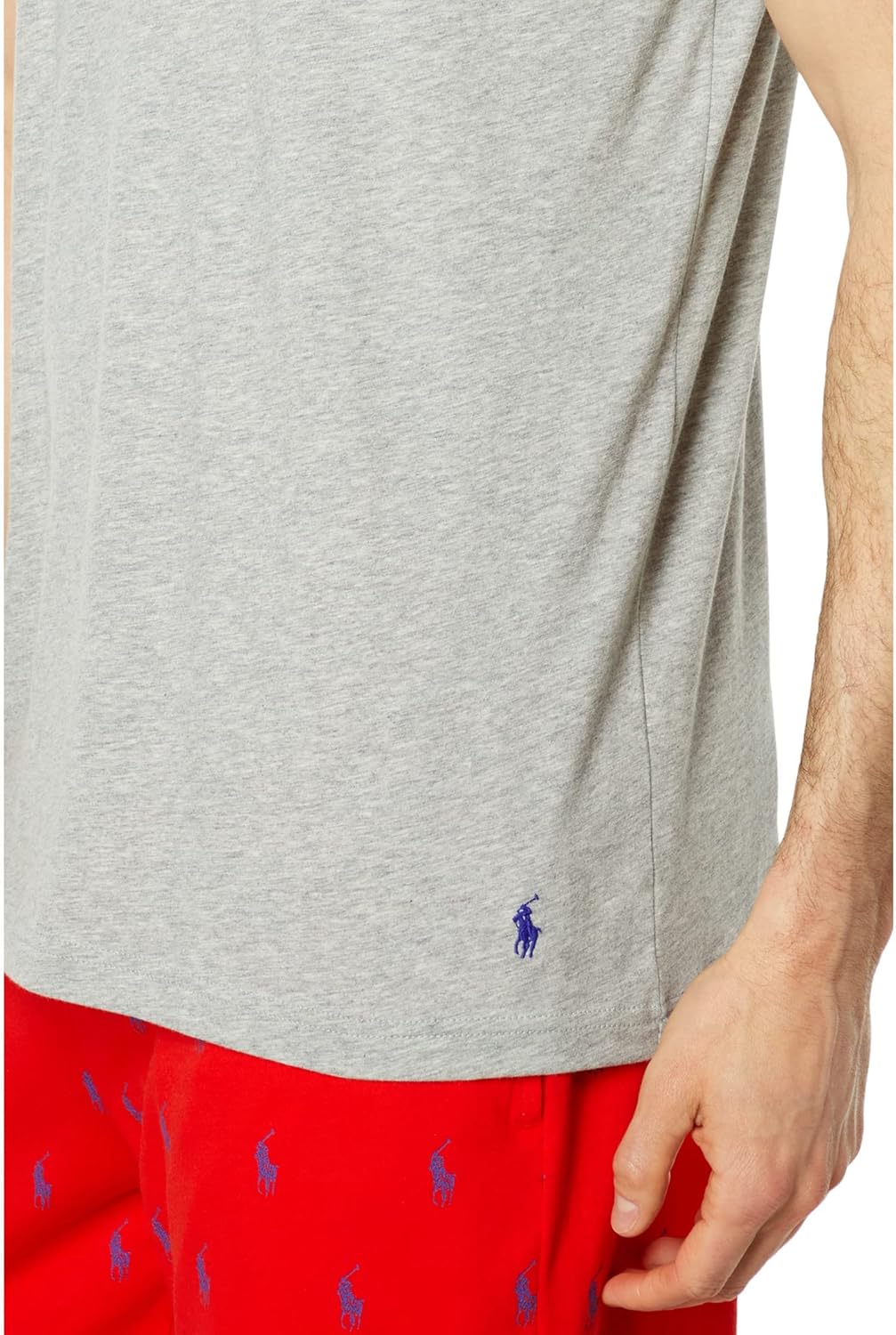 Мужская классическая хлопковая футболка с коротким рукавом POLO RALPH LAUREN, Andover Heather/Rugby Royal — фото 3