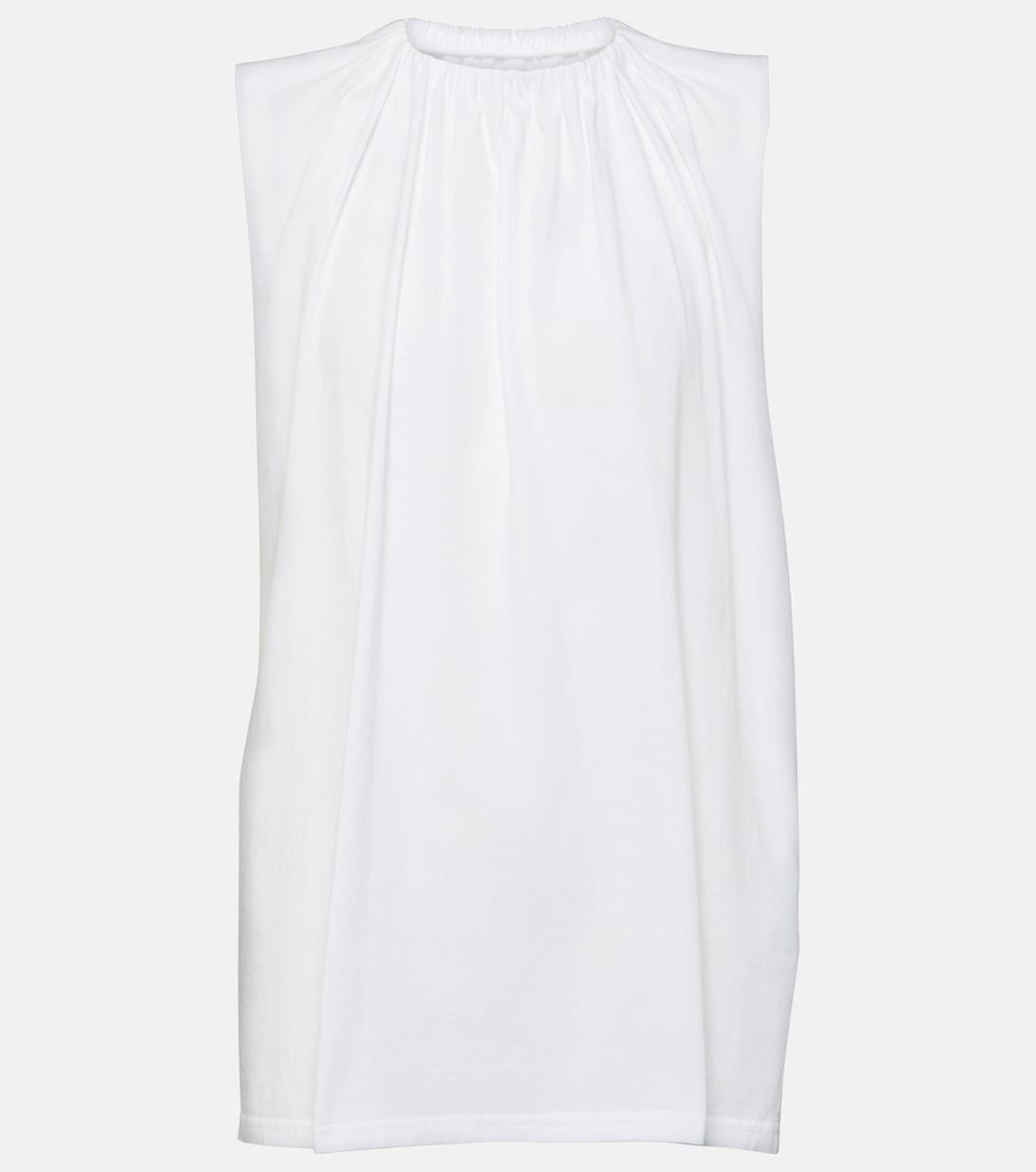 

Топ из хлопкового джерси с оборками Mm6 Maison Margiela, белый