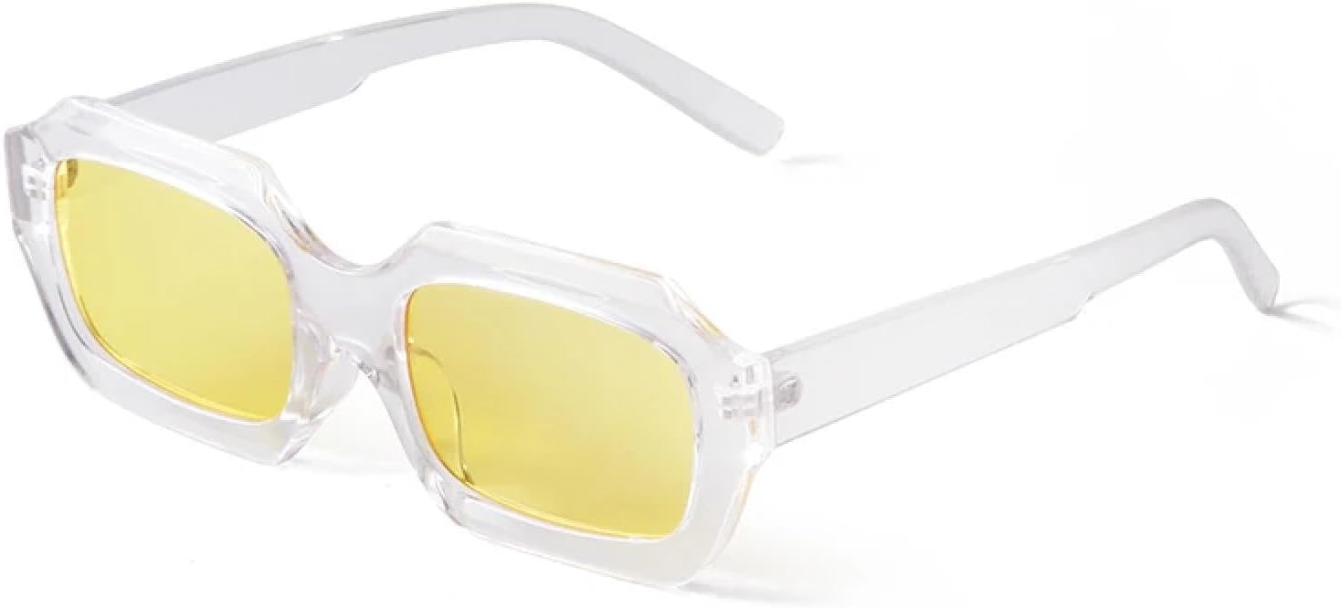 

Женские солнцезащитные очки в форме маленького многоугольника и прямоугольника, модные ретро-очки, квадратные солнцезащитные очки для мужчин, классические белые очки с защитой от УФ-излучения UV400 WNCKSQ, C5 Yellow