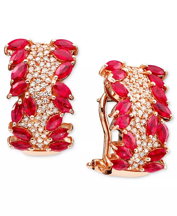 

Серьги Effy с рубинами (3-5/8 карата) и бриллиантами (1/2 карата) из 14-каратного розового золота Effy Collection, ruby
