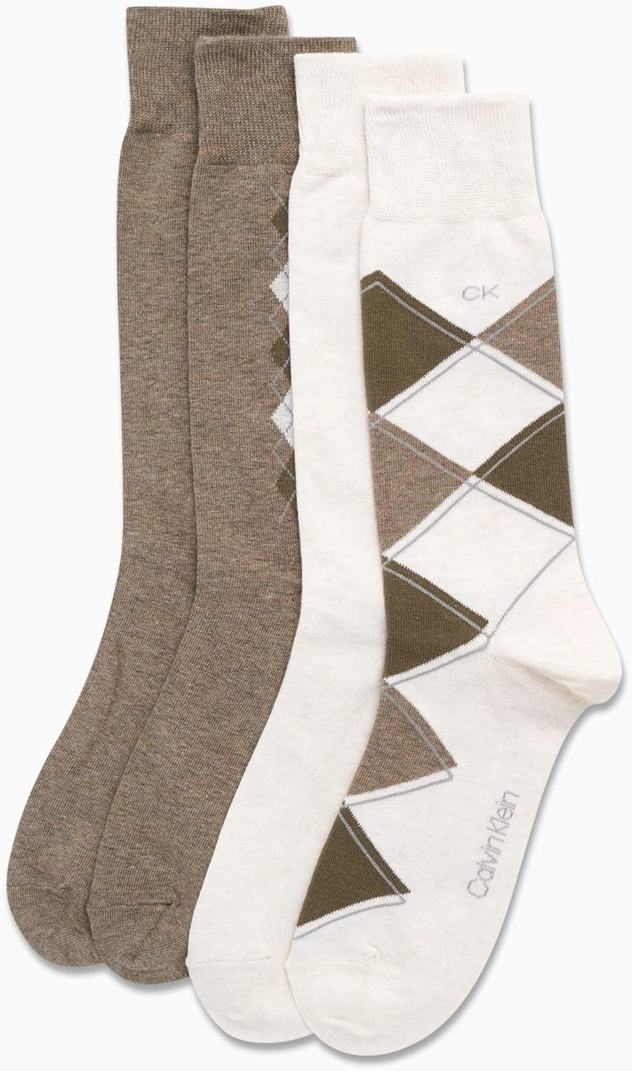 Мужские носки Calvin Klein Crew Socks - 4 пары, легкие, влагоотводящие, мягкие, спортивные носки для мужчин, для занятий спортом и бега, Tan Argyle — фото 4