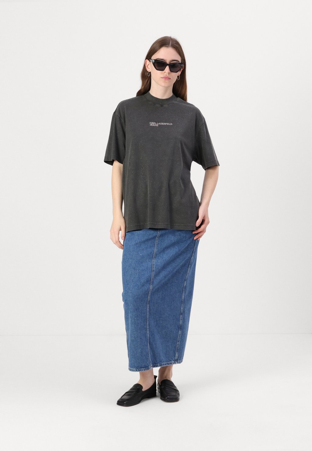 

Футболка с принтом RELAXED GLITTER TEE Karl Lagerfeld Jeans, черный