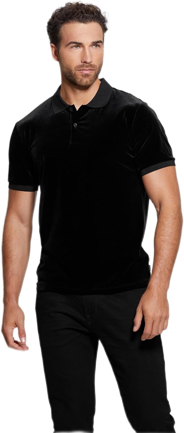 

Мужская поло-рубашка GUESS Rio Liquid Velvet с коротким рукавом, Black
