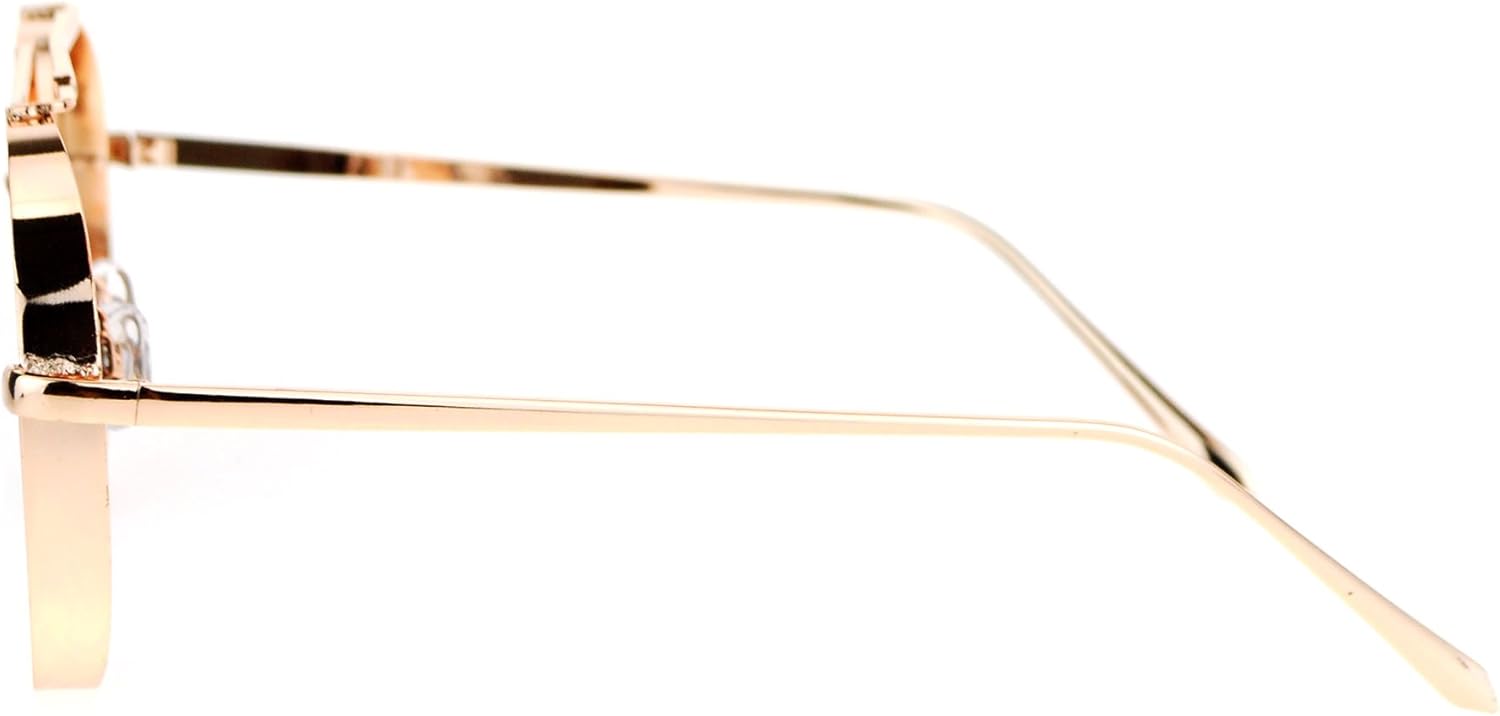 

Солнцезащитные очки-авиаторы унисекс JuicyOrange, круглую оправу, плоские металлические линзы, плоские зеркальные линзы, защита от УФ-излучения UV 400, Gold (Peach Mirror)