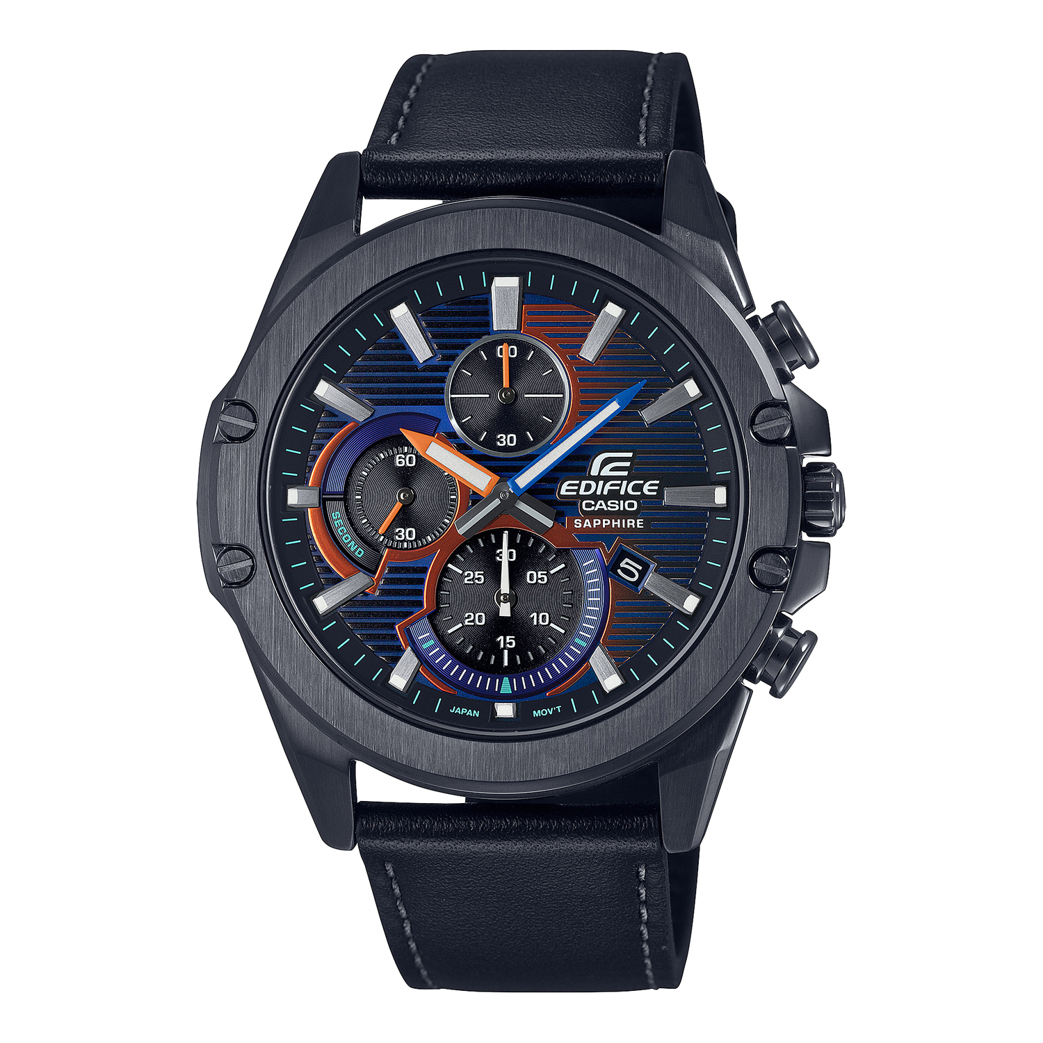 

CASIO Часы Men EDIFICE 47.5mm Blue Watch, Black, Purple, Orange Watch Dial