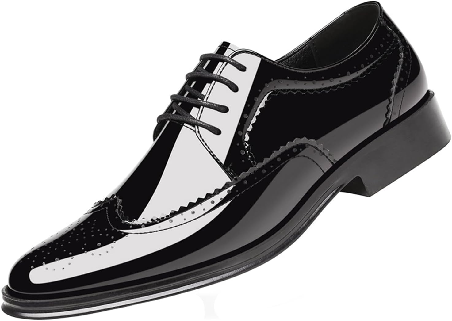 

Мужские туфли GLBDU с глянцевой кожей, крыловидной перфорацией и вырезами, классические туфли с круглым носком, шнуровкой и низким верхом, оксфорды, повседневные, деловые и дерби, черный