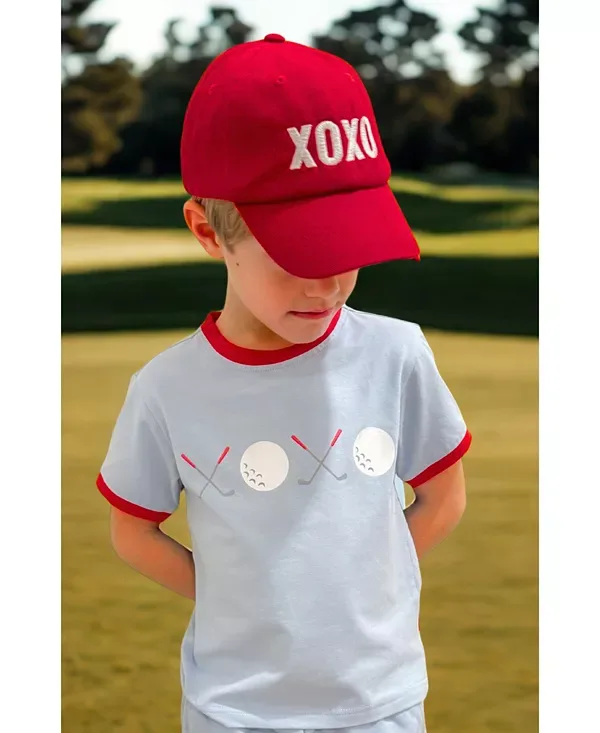 Футболка Golf xo ко Дню святого Валентина - для малышей, детей постарше. Bits & Bows, Blue — фото 2