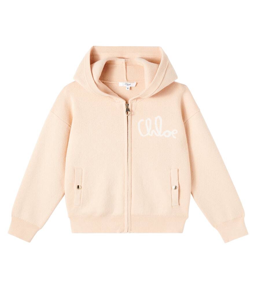 

Худи с молнией из хлопка и шерсти с логотипом Chloé Kids, Rabane