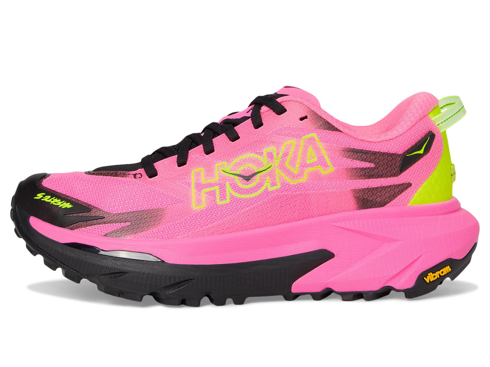 Кроссовки Hoka Mafate 5, цвет Neon Rose/Black — фото 4