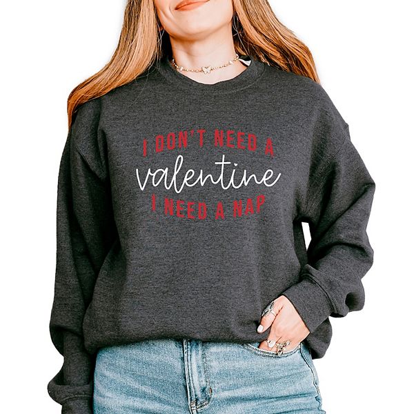 

Футболка с принтом "мне не нужна валентинка, мне нужен сон" Simply Sage Market, Dark Heather