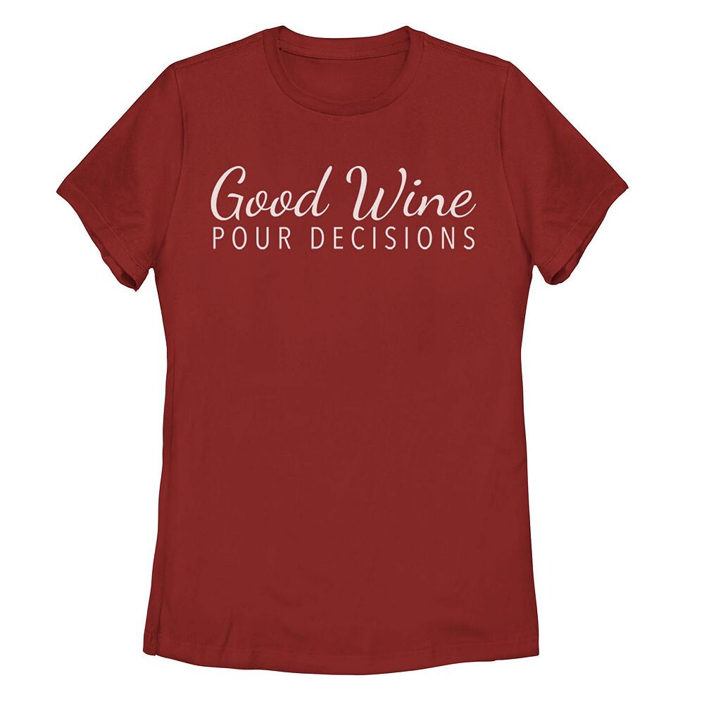 

Женская футболка с рисунком Good Wine Pour Decisions, красный