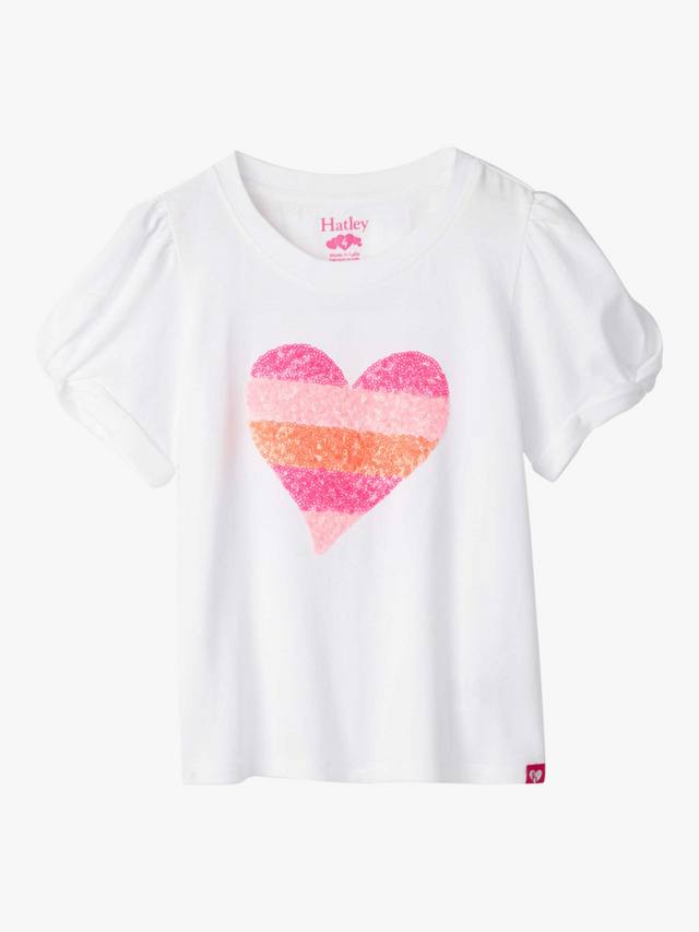 

Детская футболка с двойными сердцами и скрученными рукавами Hatley, White