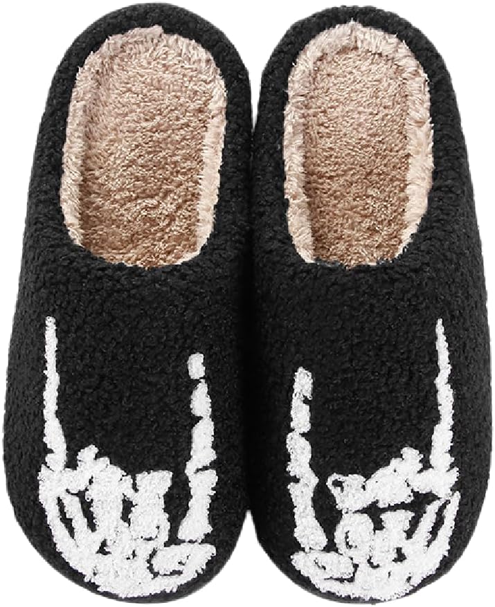 

Женские и мужские тапочки на Хэллоуин с тыквой, пушистые тапочки в виде кота с мягким поролоном с эффектом памяти, мультяшные плюшевые, теплые, с меховой подкладкой Nenfal, B-skeleton Hand