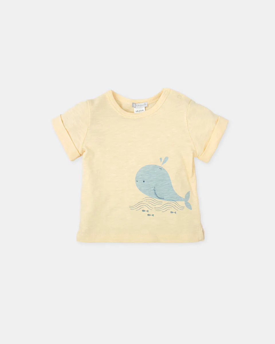 

Baby boy футболка с коротким рукавом и китом желтого цвета Tutto Piccolo, жёлтый
