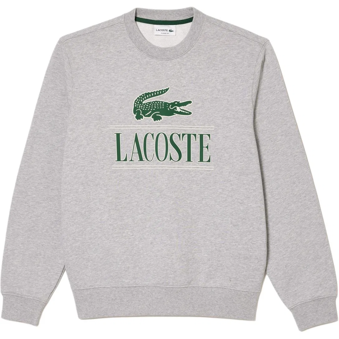Свитшот Lacoste Crew Neck Moderate Regular, унисекс, серый