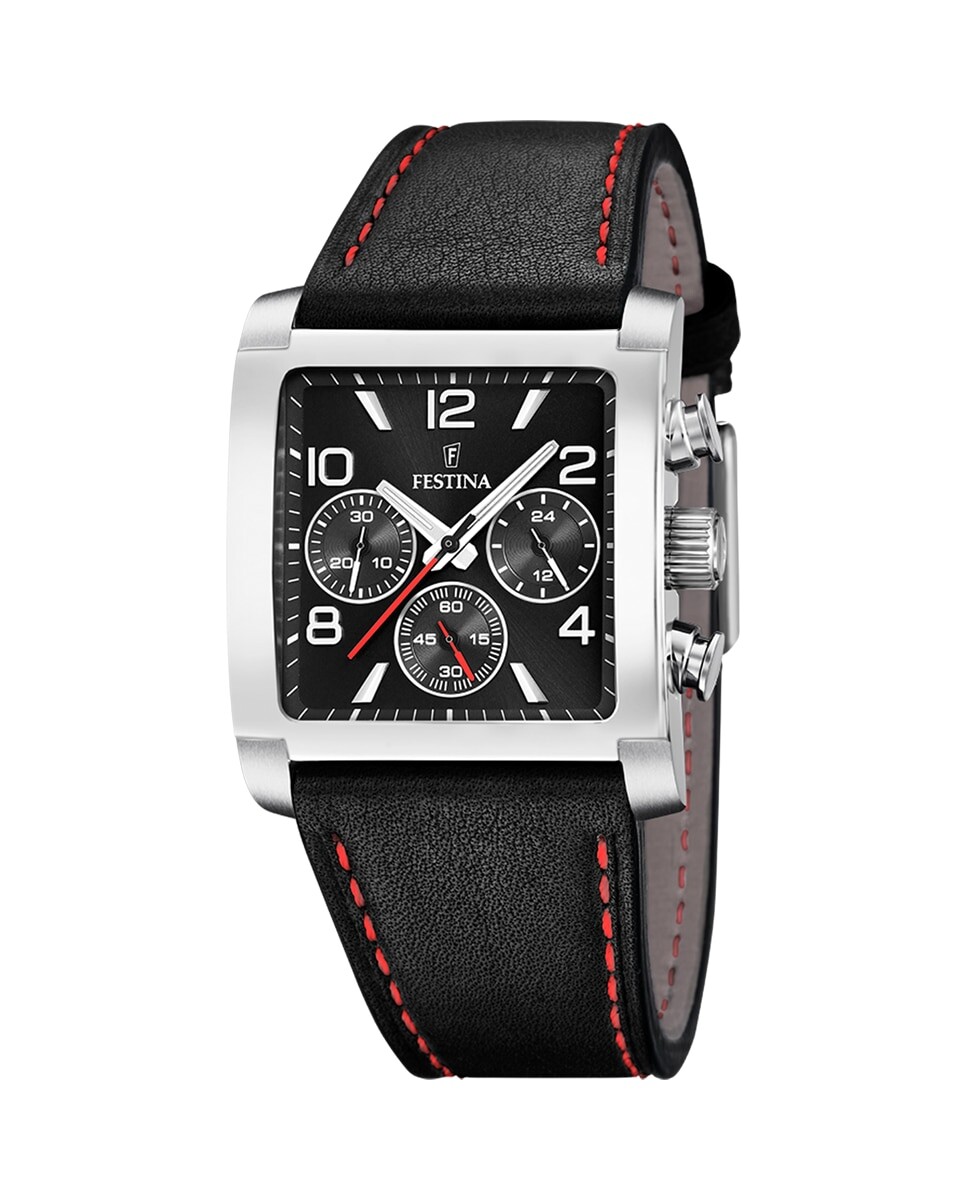 

F20653/3 Timeless Chronograph черные кожаные мужские часы Festina, черный