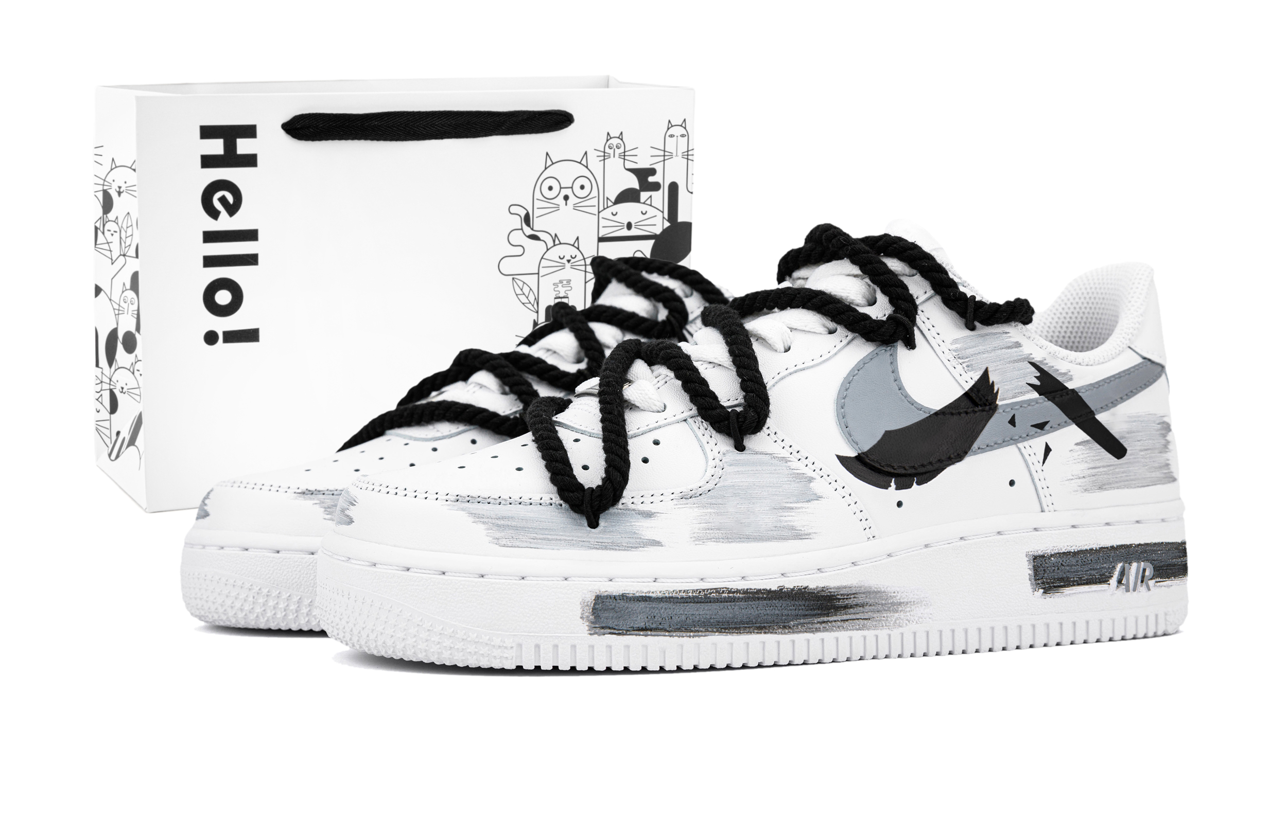 

Nike Кроссовки для скейтбординга Air Force 1 Low-Top унисекс, черные, белые, серые