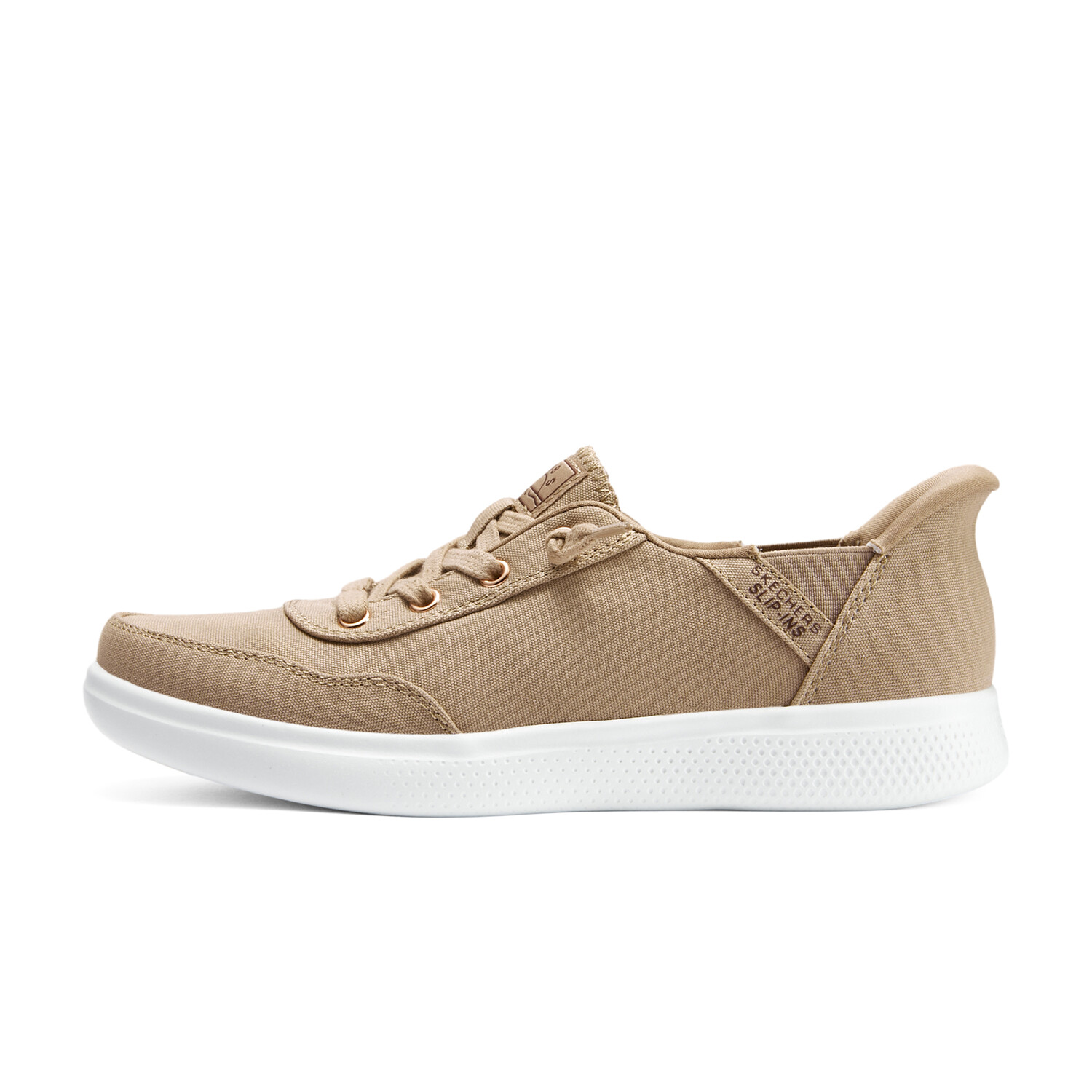 

Туфли-лодочки Slip Ins Canvas женские с низким верхом цвета сепия-белый Skechers