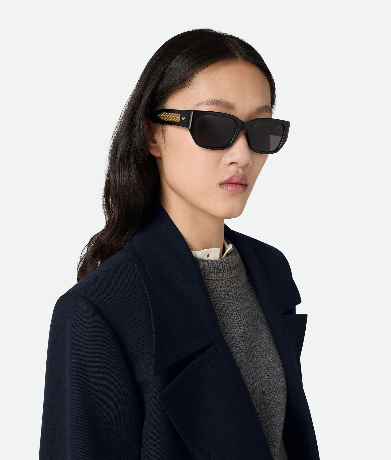 Intrecciato square sunglasses BOTTEGA VENETA, черный/серый — фото 2