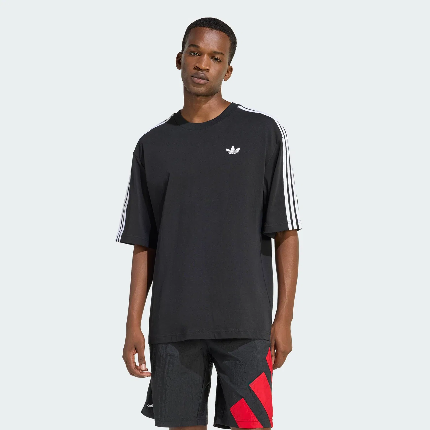 Футболка оверсайз с тремя полосками, Adicolor, Adidas, черный
