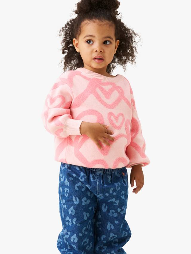 

Детский джемпер с сердечками из хлопковой смеси Angel & Rocket, Coral